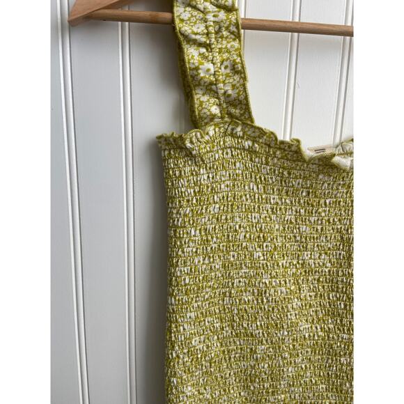 Billabong Tank Top Size S Green White Crop Tank Ruffles Elastic Sun Dreamer - Picture 3 of 6